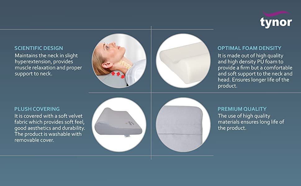 Buy Tynor Cervical Pillow Regular, Grey, 1 Unit FitMax