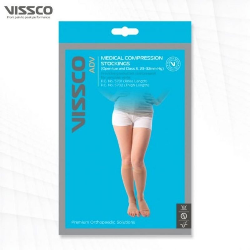 Vissco Medical Compression Stockings-thigh Length (23mm To 32mm Hg) Class 2 packaging