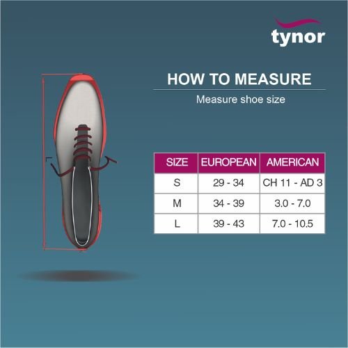 Tynor arch support sizing chart