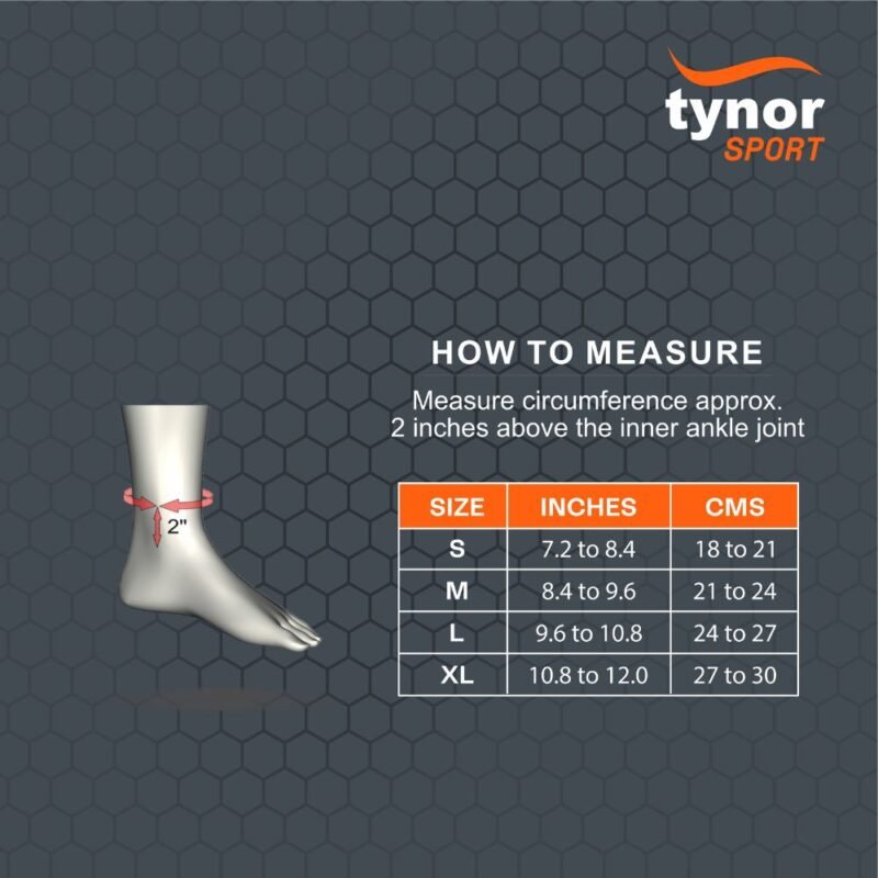 Tynor Ankle Support Air Pro size chart