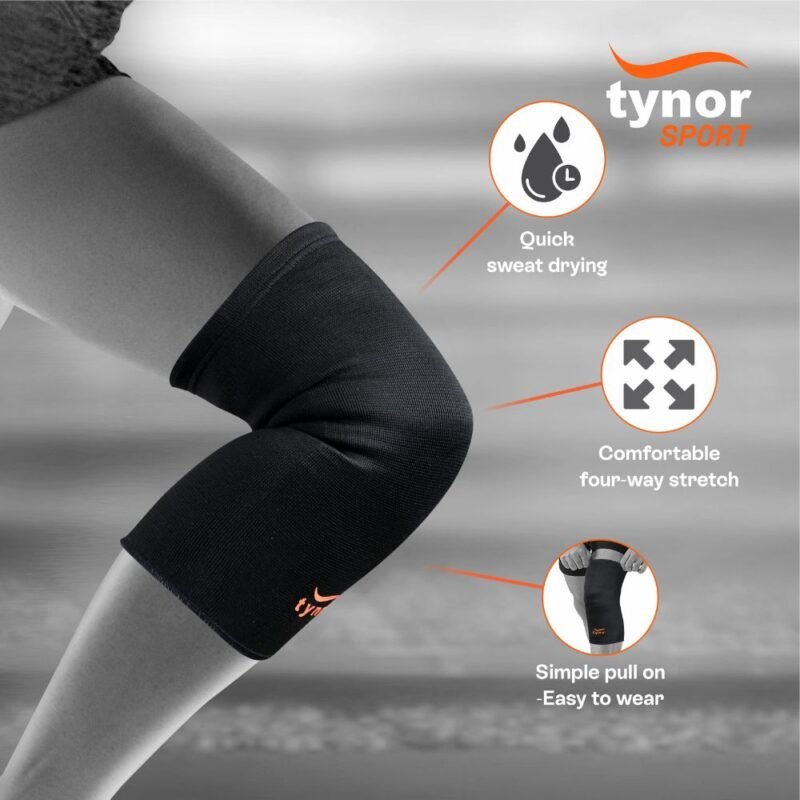 Tynor Knee Cap Air, Black & Orange features