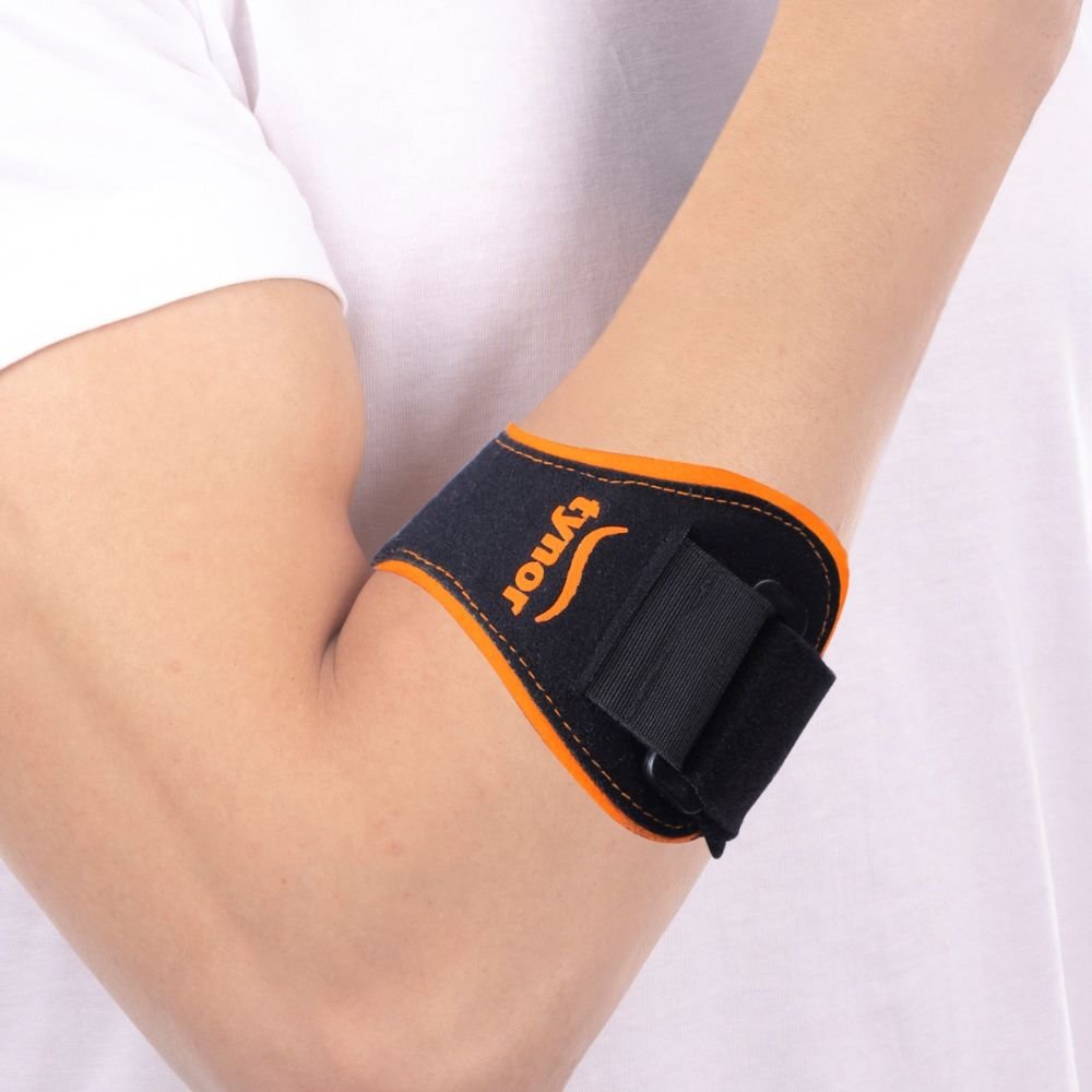 Tynor Tennis/Golfer'S Elbow Support Pro, Black & Orange, Universal, 1 Unit FitMax