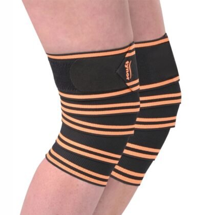Tynor Weight Lifting Knee Wrap, Black & Orange