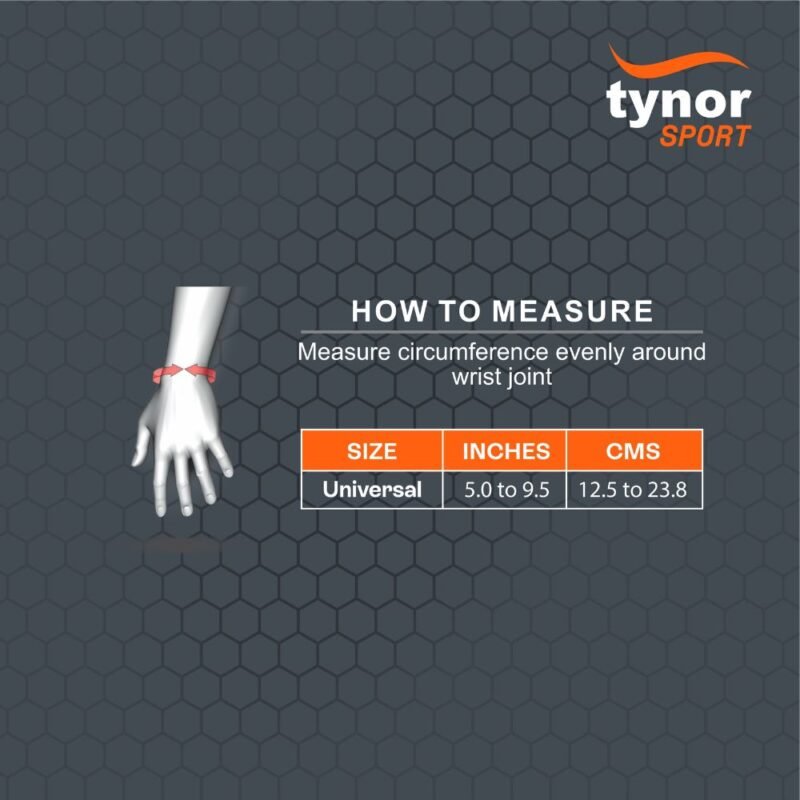 Tynor Wrist Support With Thumb Loop (Neo) size chart